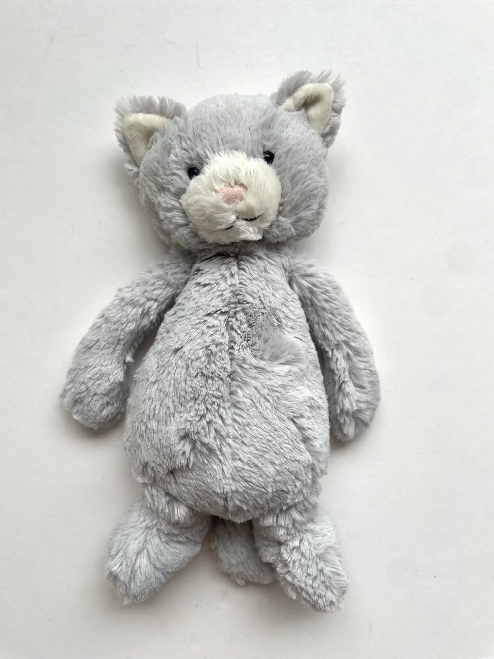 Jellycat London Retired Bashful Kitty Plush Stuffed Animal, Light Gray, EUC